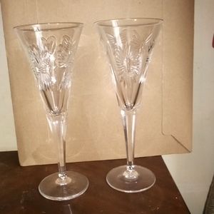 Waterford Crystal Millennium Continental fluted champagne glasses - set of 2.